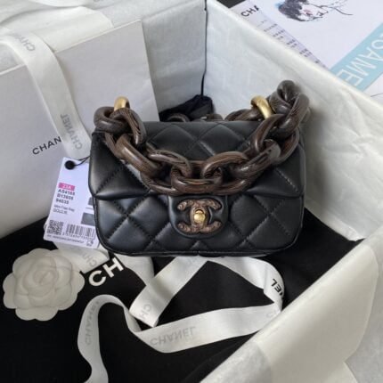 Chanel 23A Dakar Advanced Handicraft Workshop Peach Wood Limited CF Mini AS4165. Top Quality