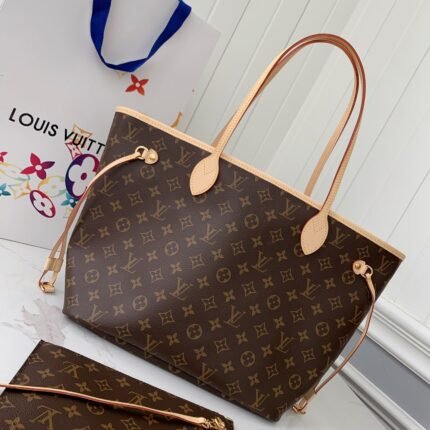 Louis Vuitton NEVERFULL Apricot Medium Shopping Bag M40995. Top Quality Size: 31 * 28 * 14cm