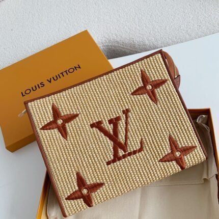 Louis Vuitton Toiletry Pouch 26 Monogram Raffia Tan M80351 .Top Quality  Size:25*20*5.5cm